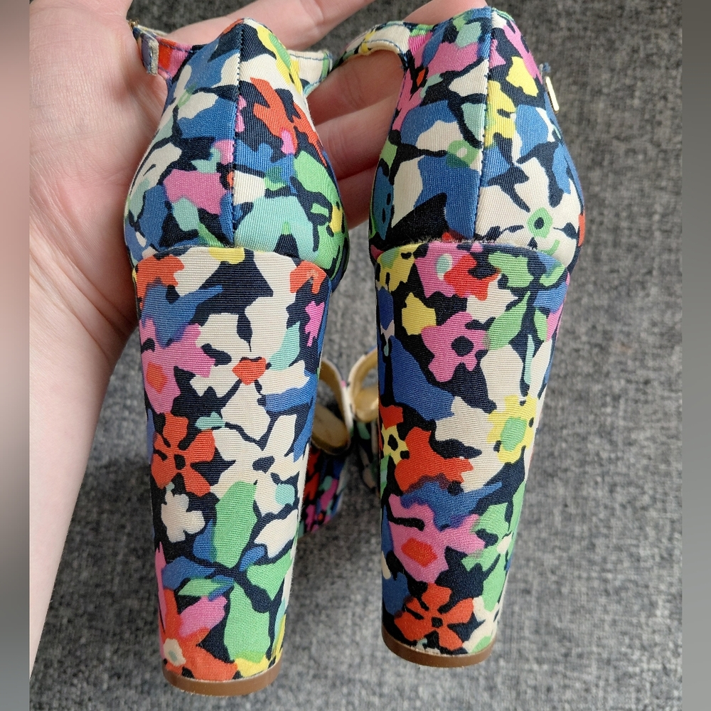 Kate Spade Floral Multicolor Dabney Wedge Heel Ankle Strap Sandals Size 7 - Picture 3 of 9